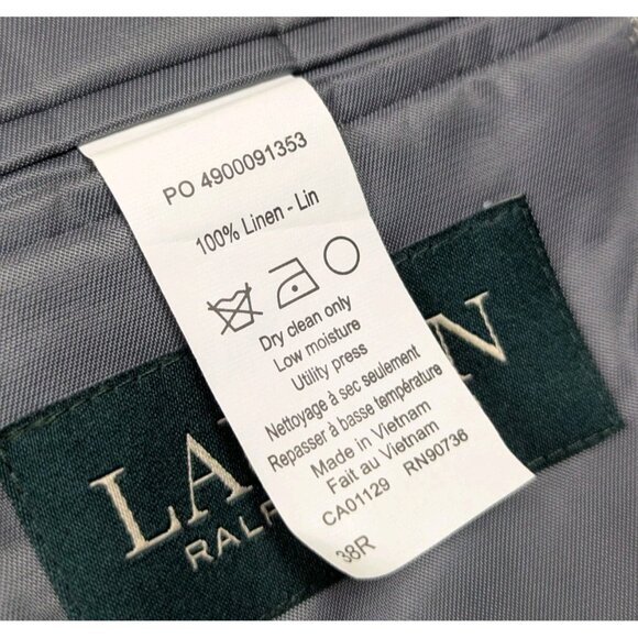 Ralph Lauren LRL Blazer Jacket Mens 38R Grey Windowpane Check Linen Sport Coat - Picture 6 of 10
